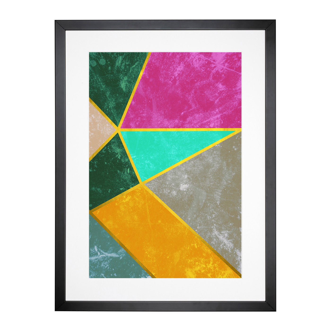 Modern Shapes With Gold Framed Print Main Image
