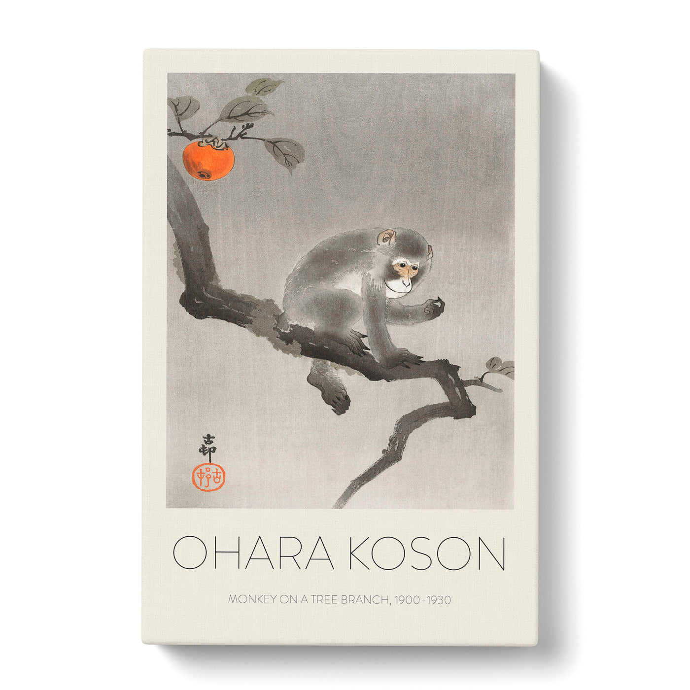 Monkey Upon An Orange Tree Print By Ohara Koson Canvas Print Main Image