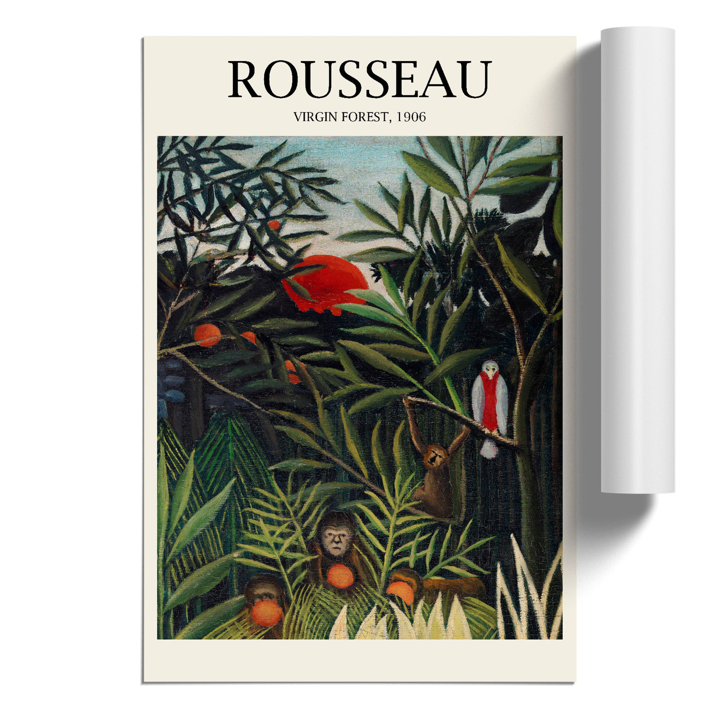 Monkeys And Parrot In The Virgin Forest Print By Henri Rousseau