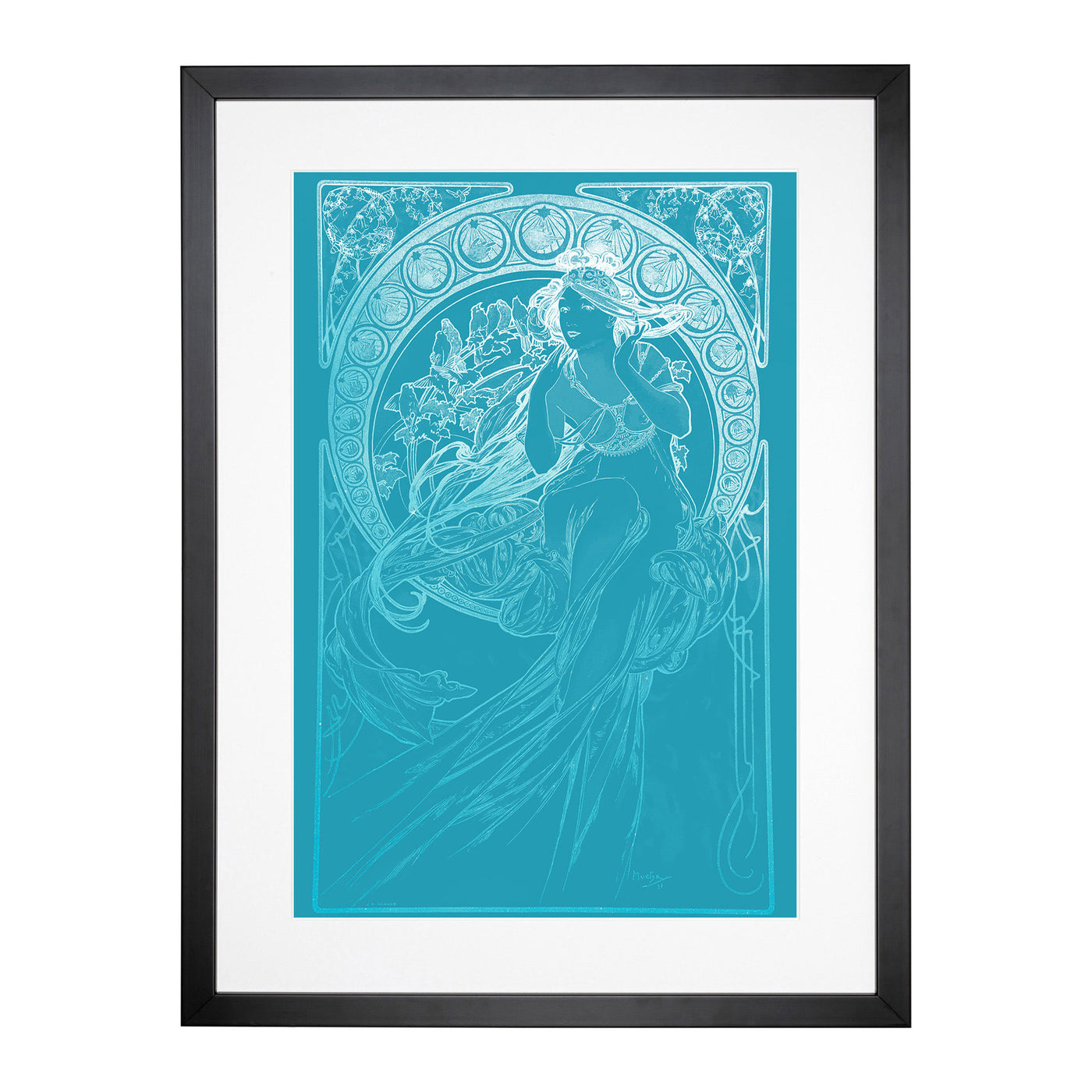 Mucha In Blue By Alphonse Mucha Framed Print Main Image