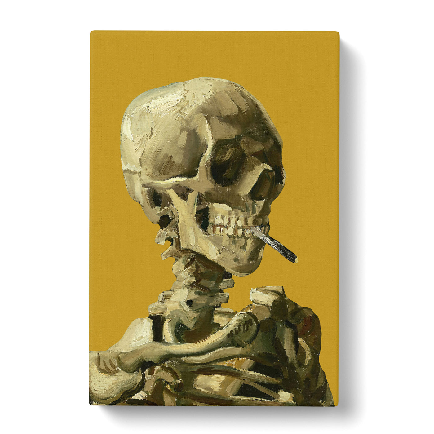 Mustard Skull Of A Skeleton With Cigarette By Vincent Van Gogh Canvas Print Main Image