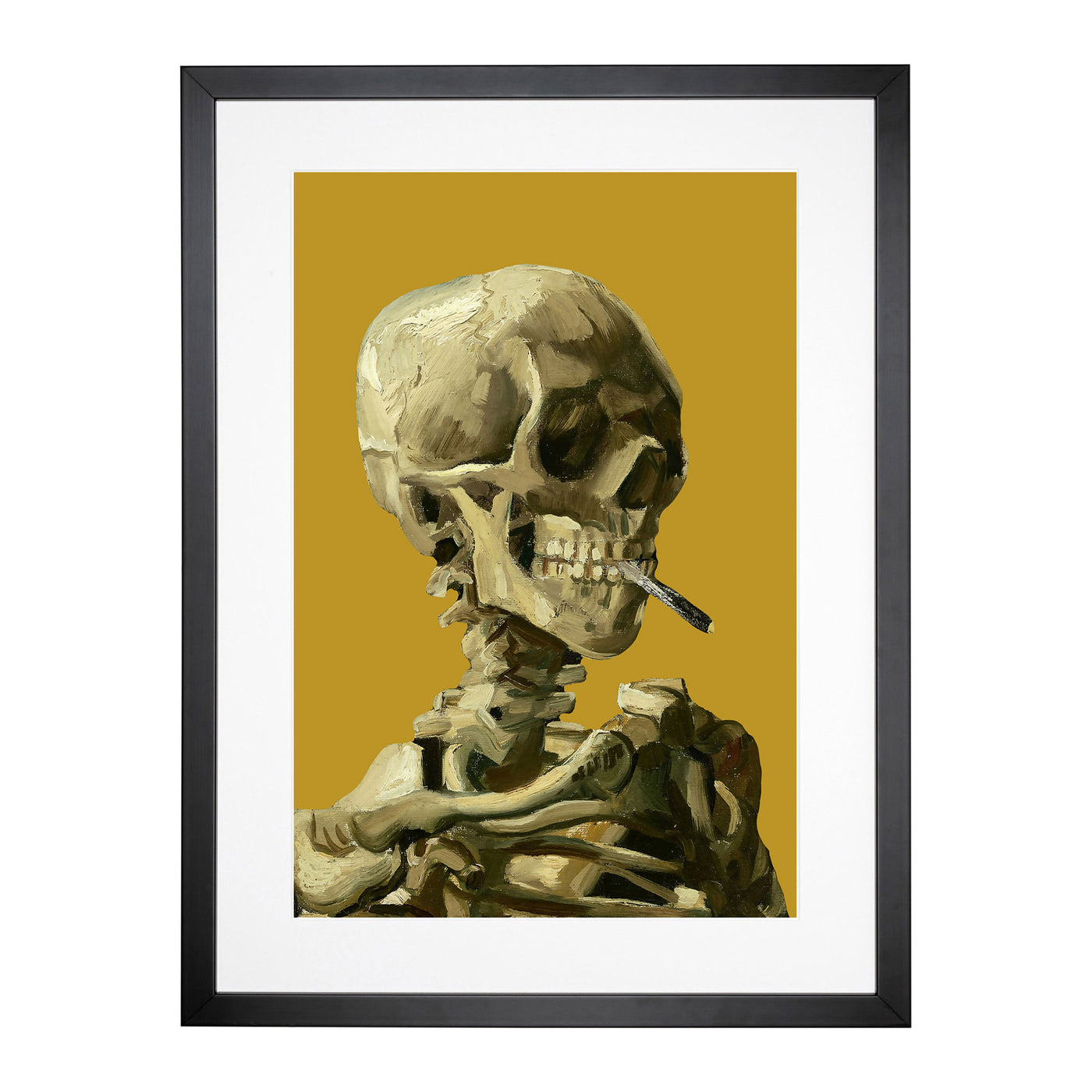 Mustard Skull Of A Skeleton With Cigarette By Vincent Van Gogh Framed Print Main Image