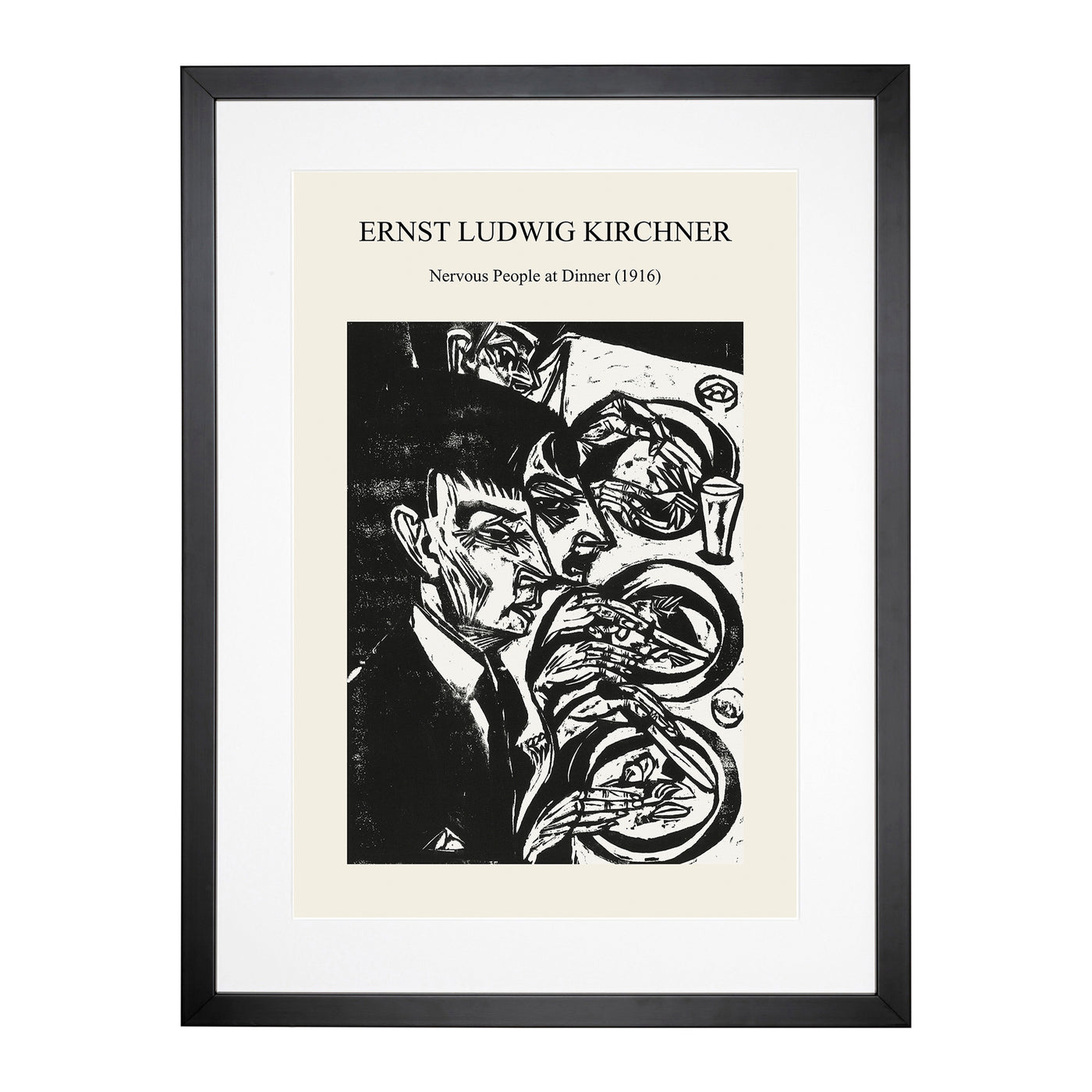 Nervous People At Dinner Print By Ernst Ludwig Kirchner Framed Print Main Image