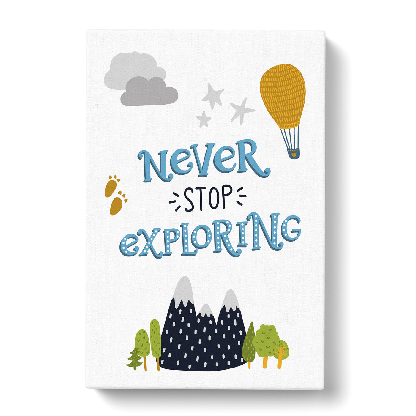 Never Stop Exploring Typography Canvas Print Main Image