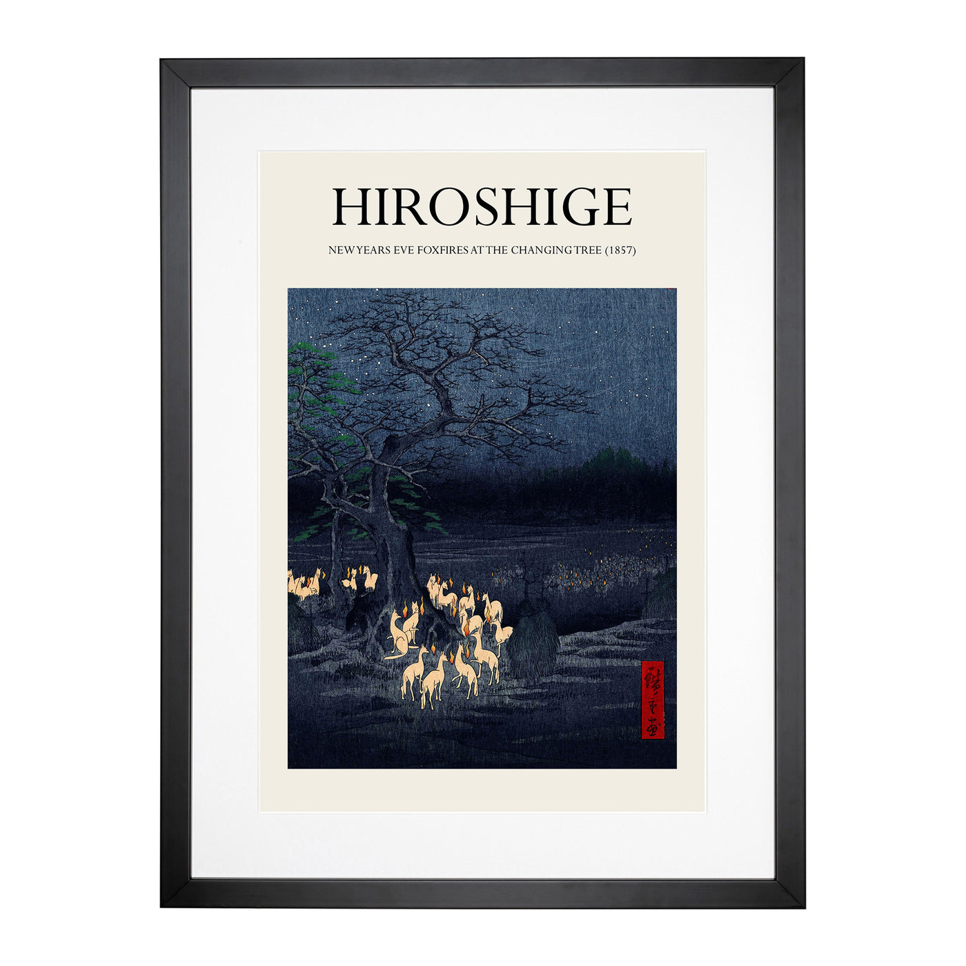 New Years Eve Foxfires Print By Utagawa Hiroshige Framed Print Main Image
