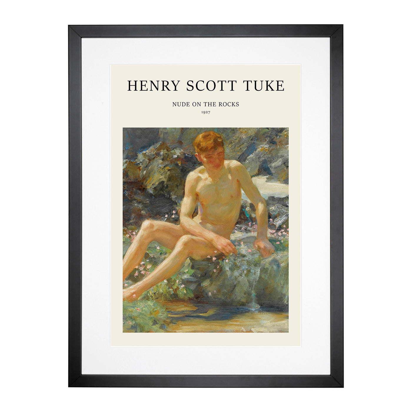 Nude Man On The Rocks Print By Henry Scott Tuke Framed Print Main Image