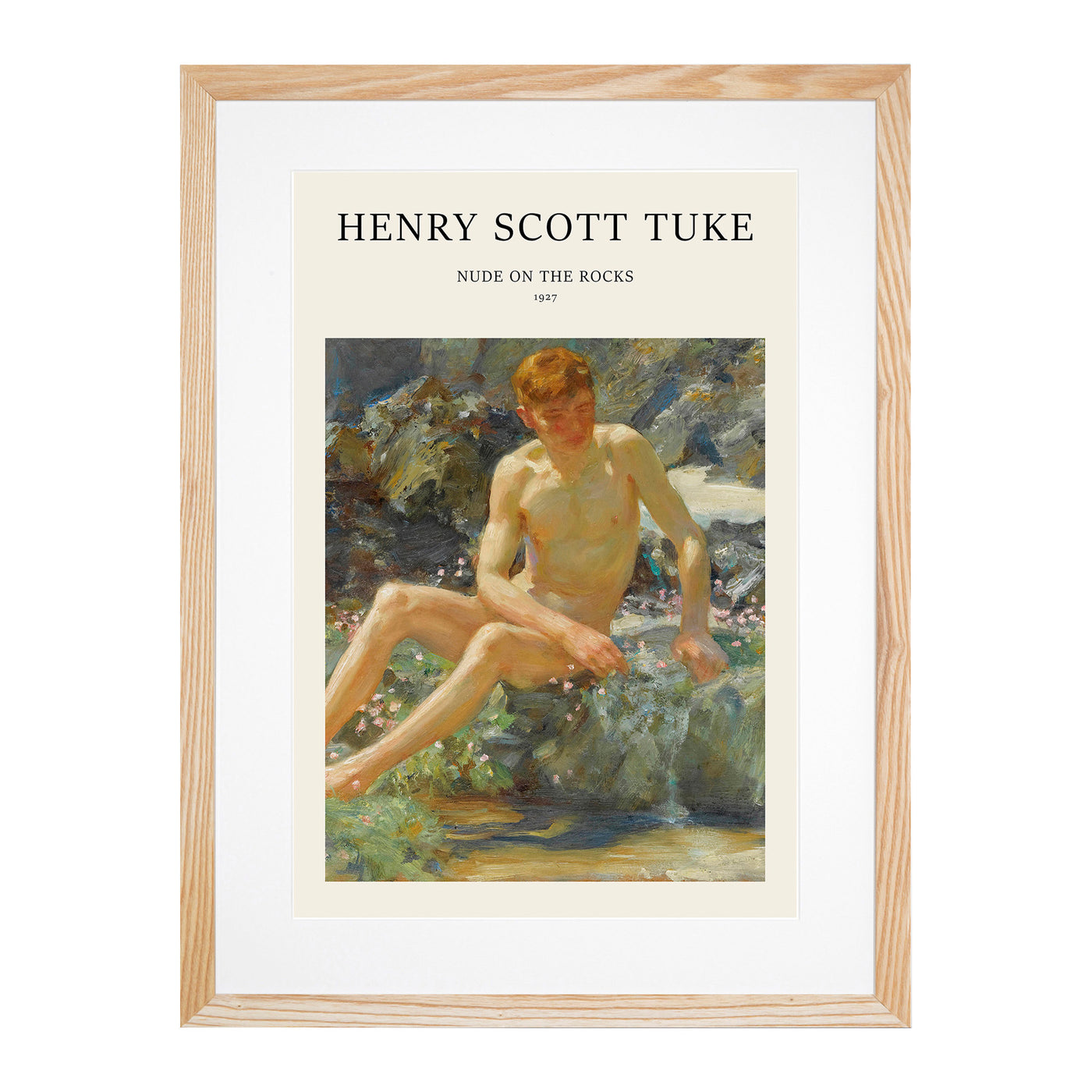 Nude Man On The Rocks Print By Henry Scott Tuke