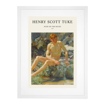 Nude Man On The Rocks Print By Henry Scott Tuke