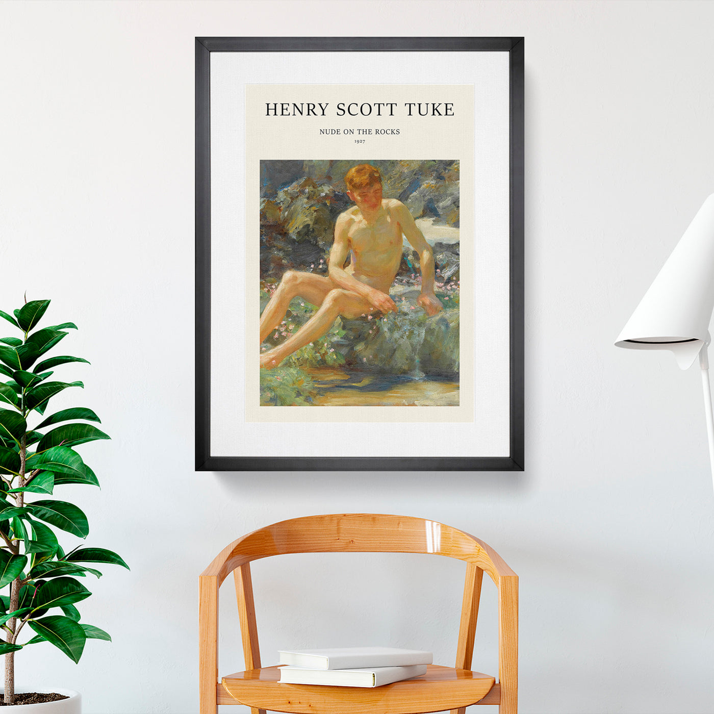 Nude Man On The Rocks Print By Henry Scott Tuke