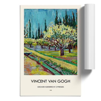 Orchard Bordered By Cypresses Print By Vincent Van Gogh