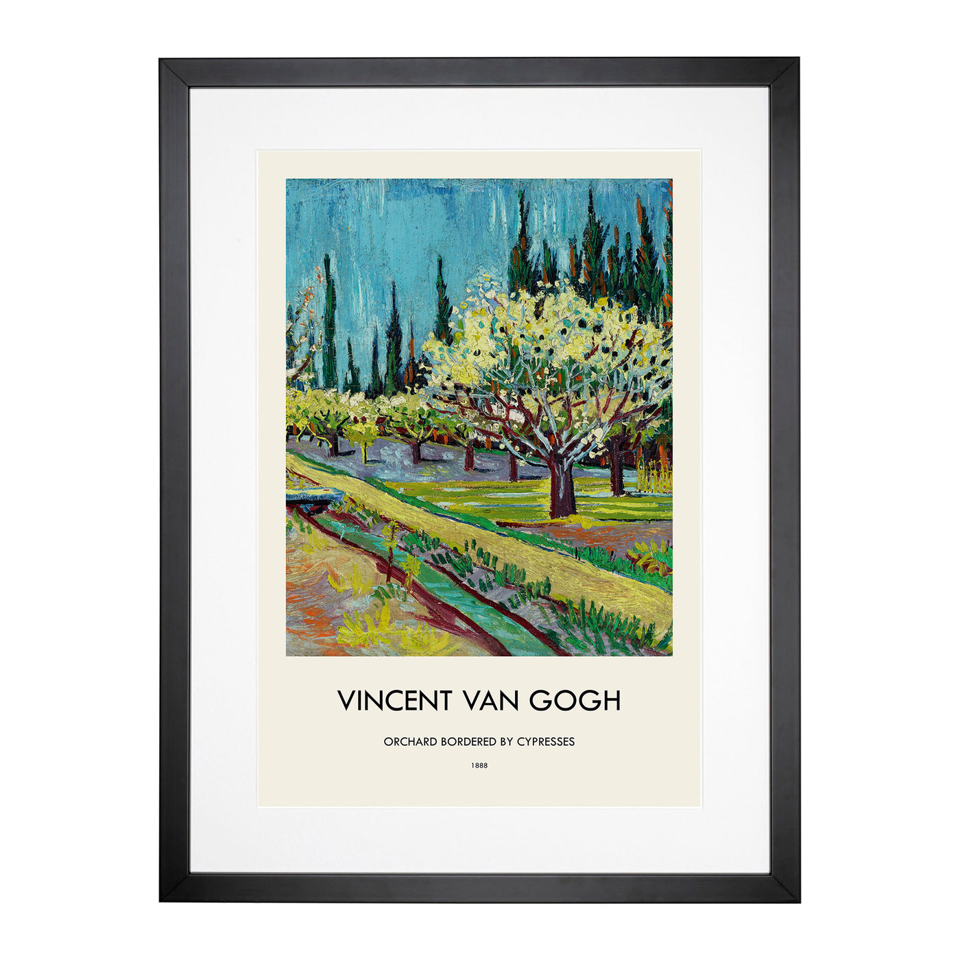 Orchard Bordered By Cypresses Print By Vincent Van Gogh Framed Print Main Image