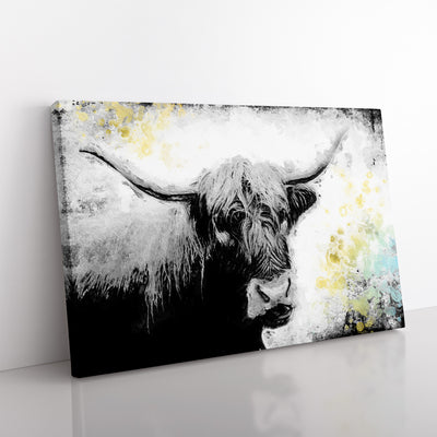 Paint Splattered Highland Cow