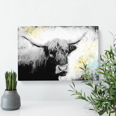 Paint Splattered Highland Cow