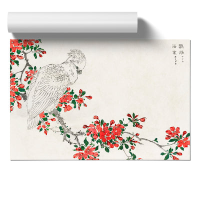 Parrot Upon A Blooming Tree Branch By Numata Kashu