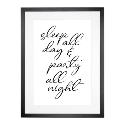 Party All Night Typography Framed Print Main Image