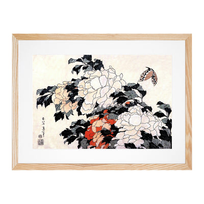 Peonies & Butterfly By Katsushika Hokusai