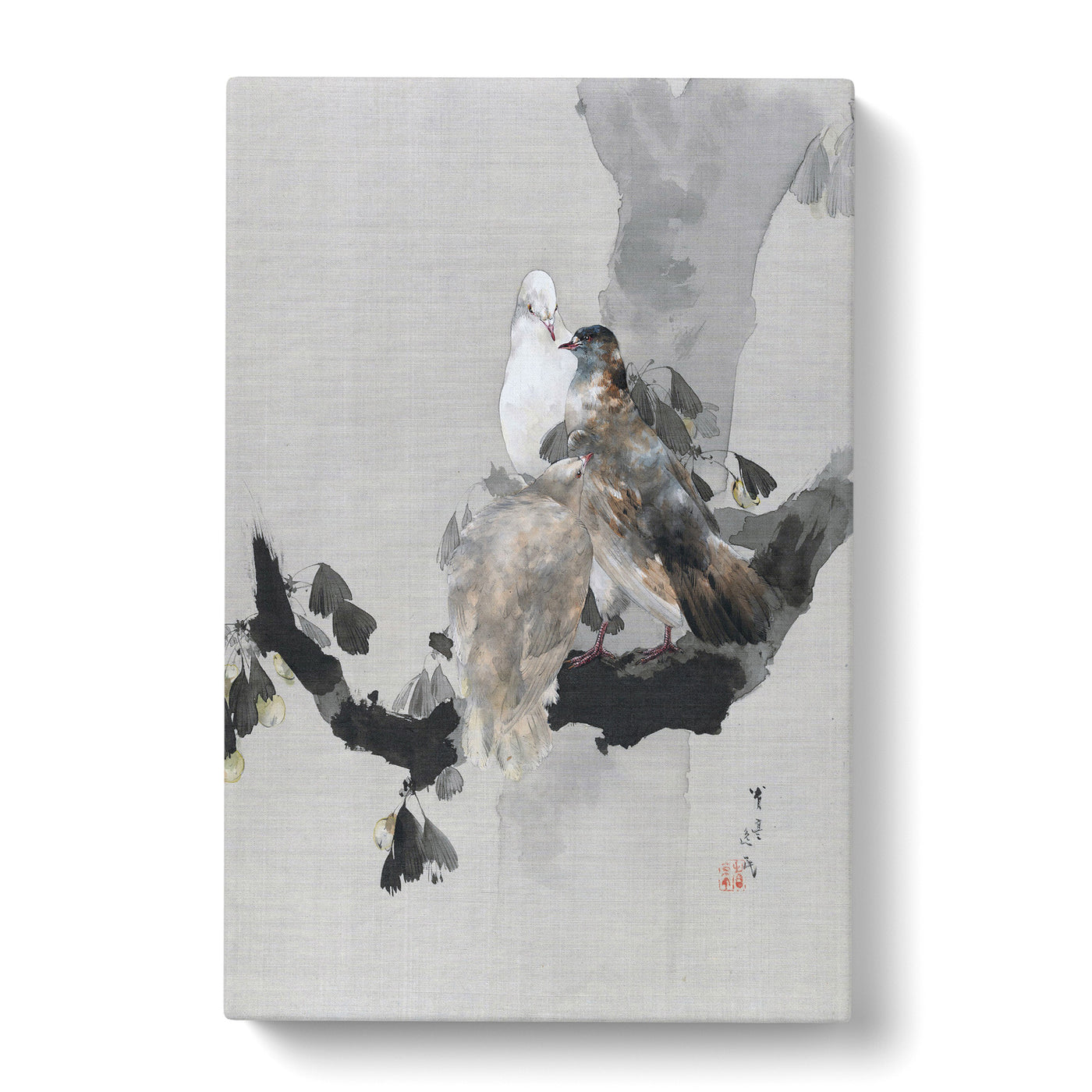 Pigeons In A Tree By Watanabe Seitei Canvas Print Main Image