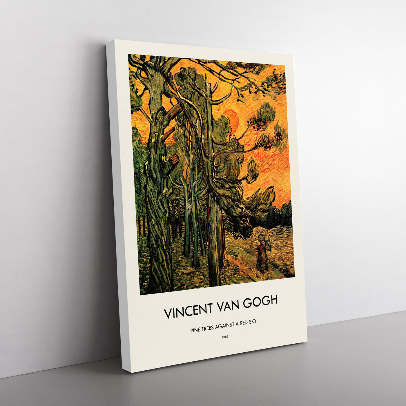 Pine Trees Against A Red Sky Print By Vincent Van Gogh