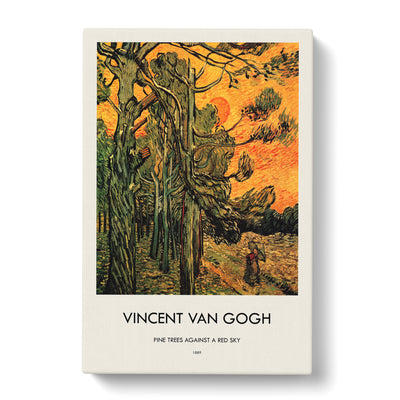 Pine Trees Against A Red Sky Print By Vincent Van Gogh Canvas Print Main Image