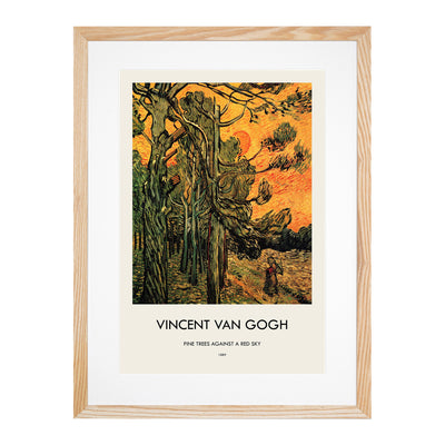 Pine Trees Against A Red Sky Print By Vincent Van Gogh