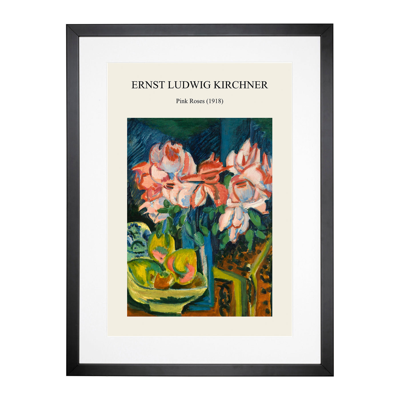 Pink Roses Print By Ernst Ludwig Kirchner Framed Print Main Image