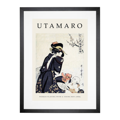 Playing With Yongster Print By Kitagawa Utamaro Framed Print Main Image