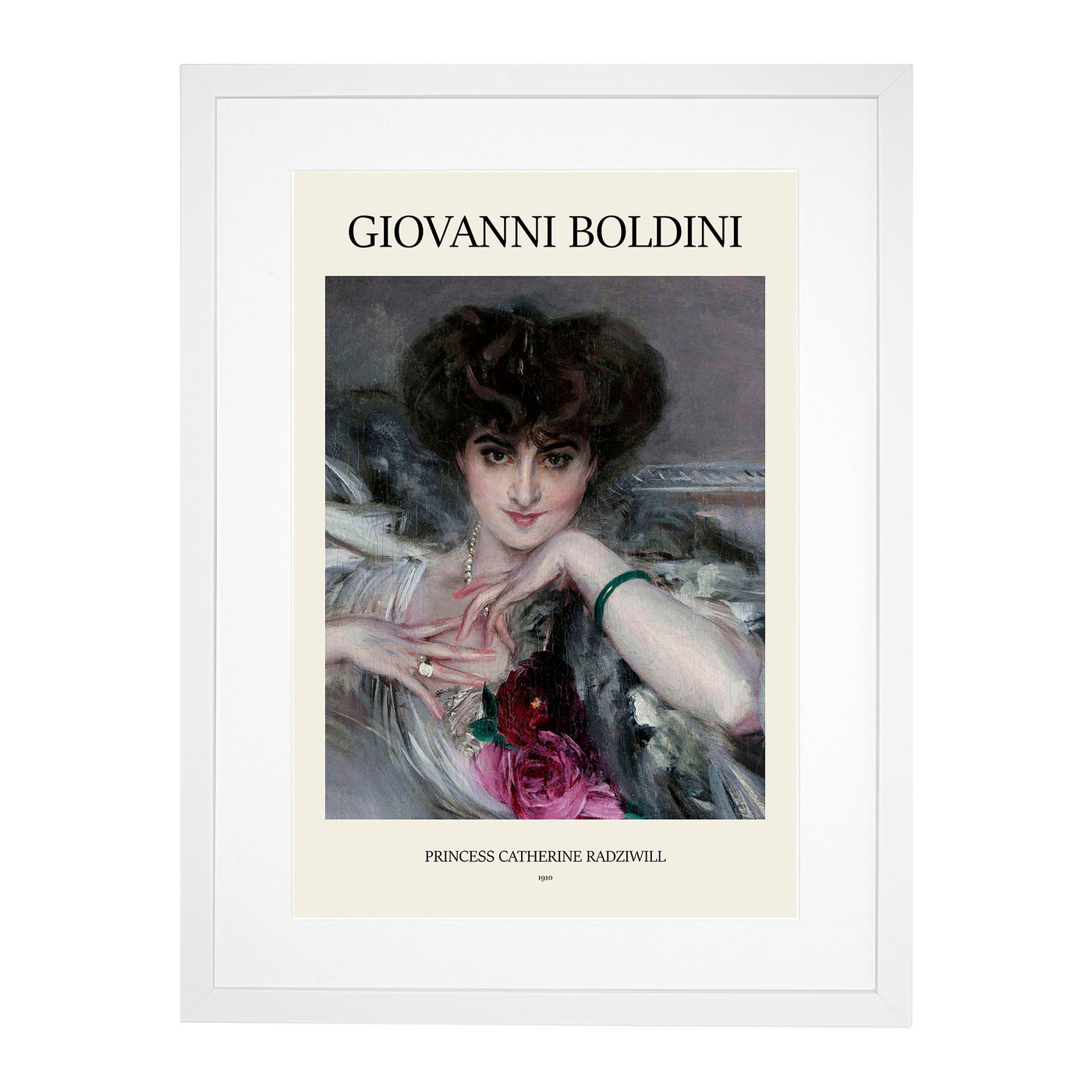 Portrait Of Woman With Roses Print By Giovanni Boldini