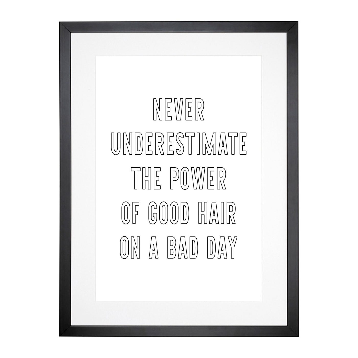 Power Of Good Hair Typography Framed Print Main Image