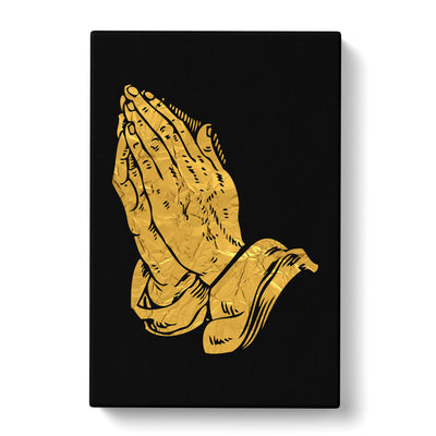 Praying Hands In Gold Canvas Print Main Image
