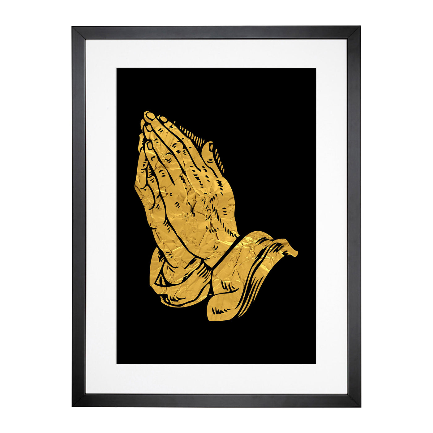 Praying Hands In Gold Framed Print Main Image