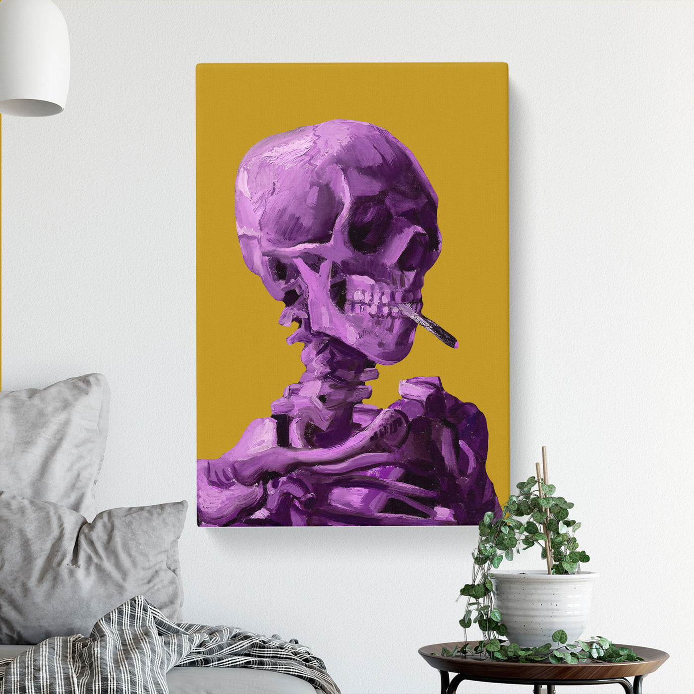 Purple Skull Of A Skeleton With Cigarette By Vincent Van Gogh