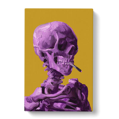 Purple Skull Of A Skeleton With Cigarette By Vincent Van Gogh Canvas Print Main Image
