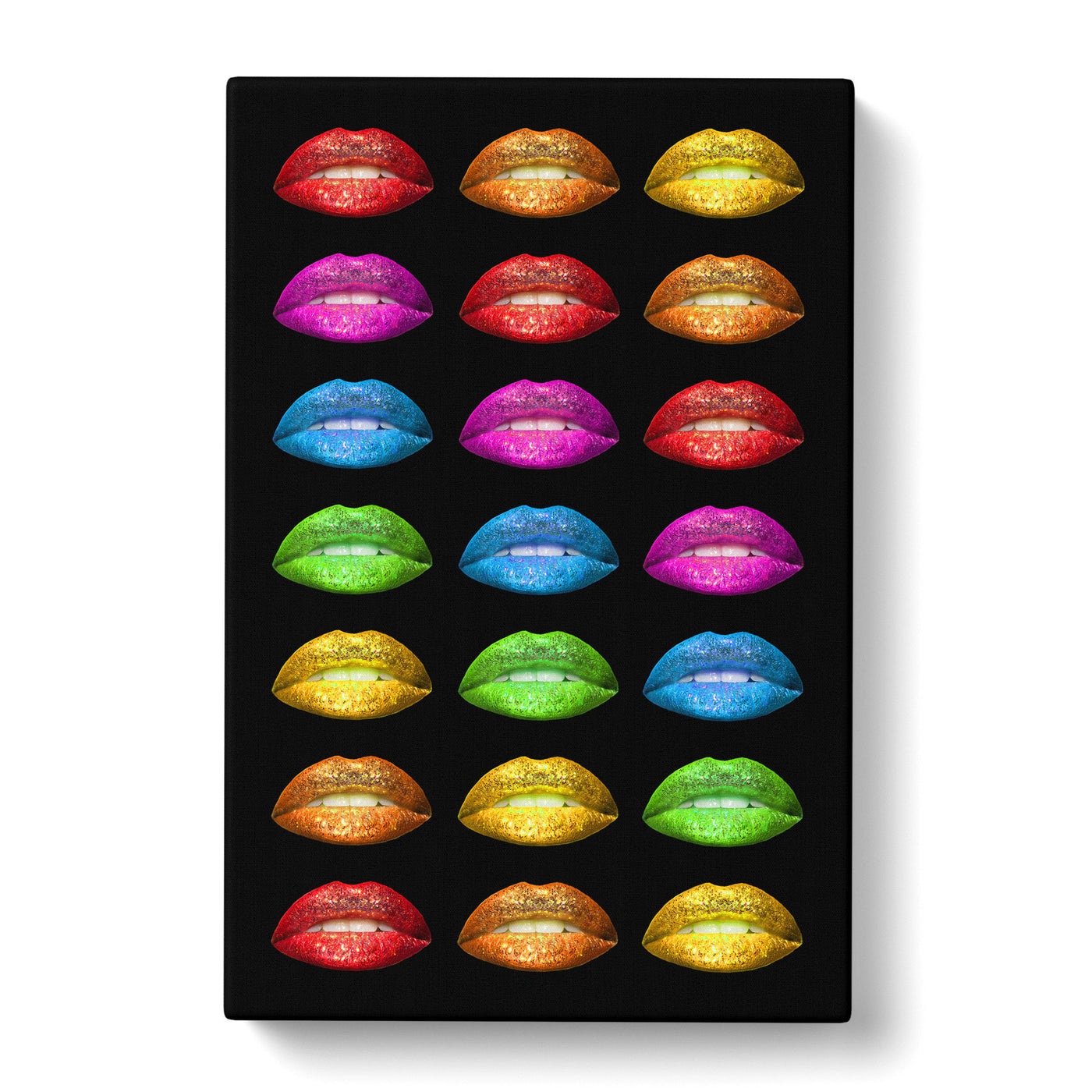 Rainbow Lips Black Canvas Print Main Image