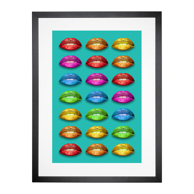 Rainbow Lips Teal Framed Print Main Image