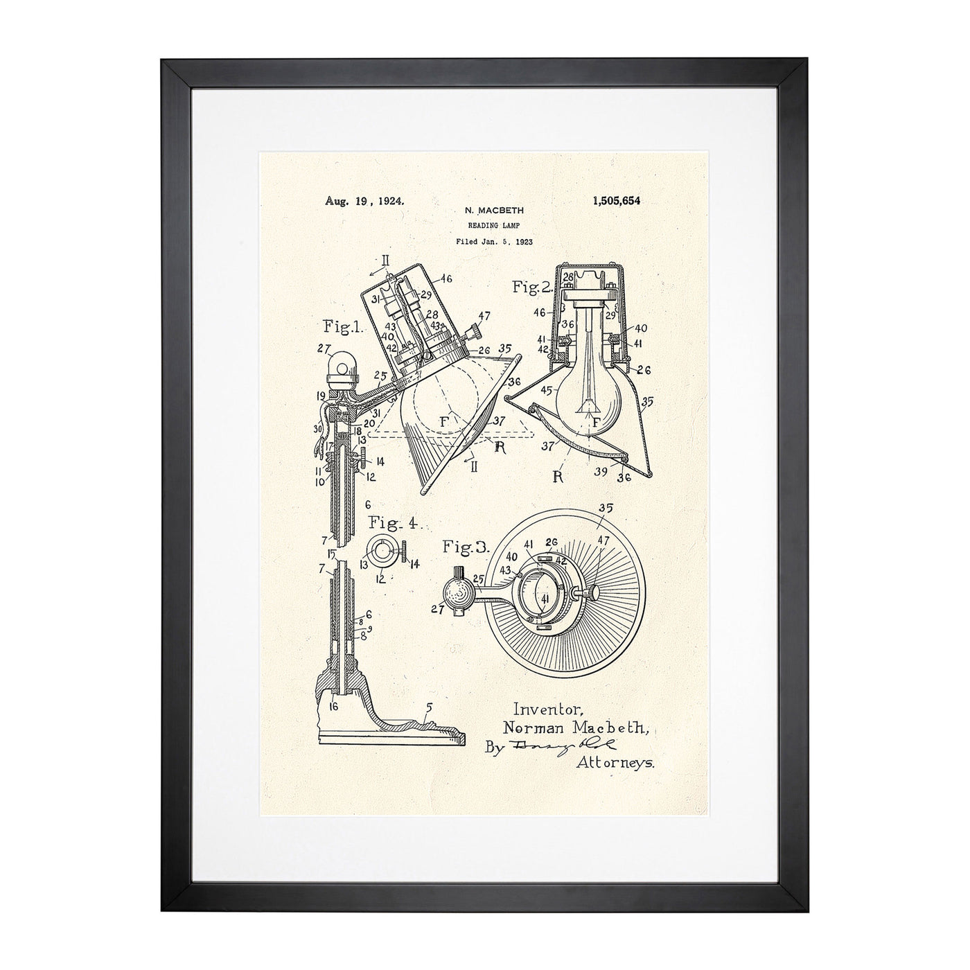Reading Lamp Patent Framed Print Main Image