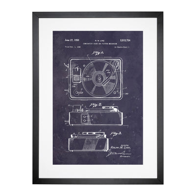 Record Player Patent Dark Framed Print Main Image