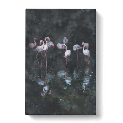 Reflection Of Flamingos Painting Canvas Print Main Image