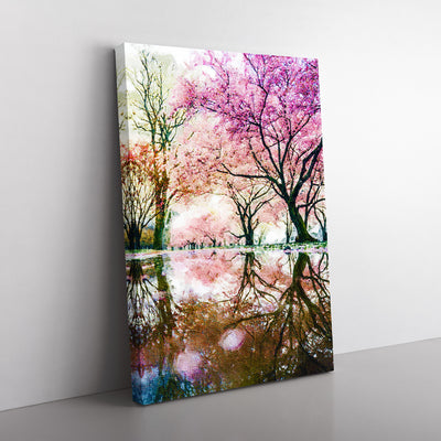 Reflection Of The Pink Blossom Trees In Philadelphia