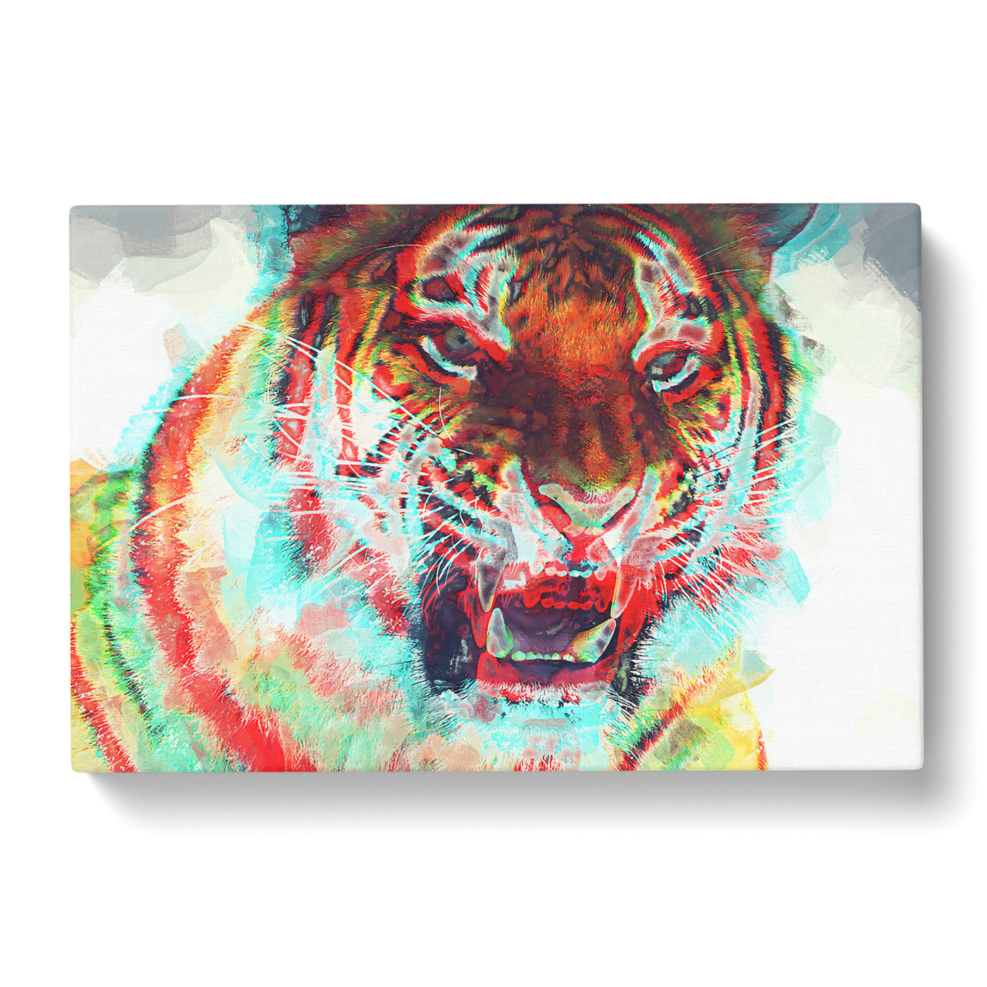 Roaring Tiger In Abstract Canvas Print Main Image