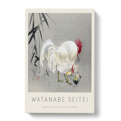 Rooster & Hen With Chicks Print By Watanabe Seitei Canvas Print Main Image