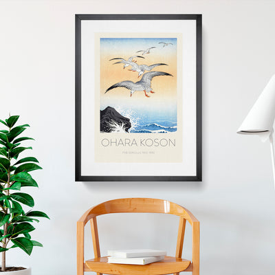 Seagulls Above The Sea Print By Ohara Koson