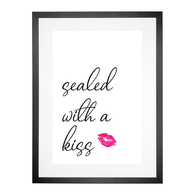 Sealed With A Kiss Typography Framed Print Main Image