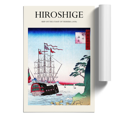 Ship Off The Coast Of Tsushima Print By Utagawa Hiroshige