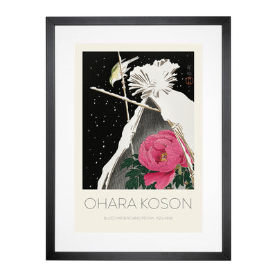Siberian Bluechat Bird & Pink Peony Print By Ohara Koson Framed Print Main Image