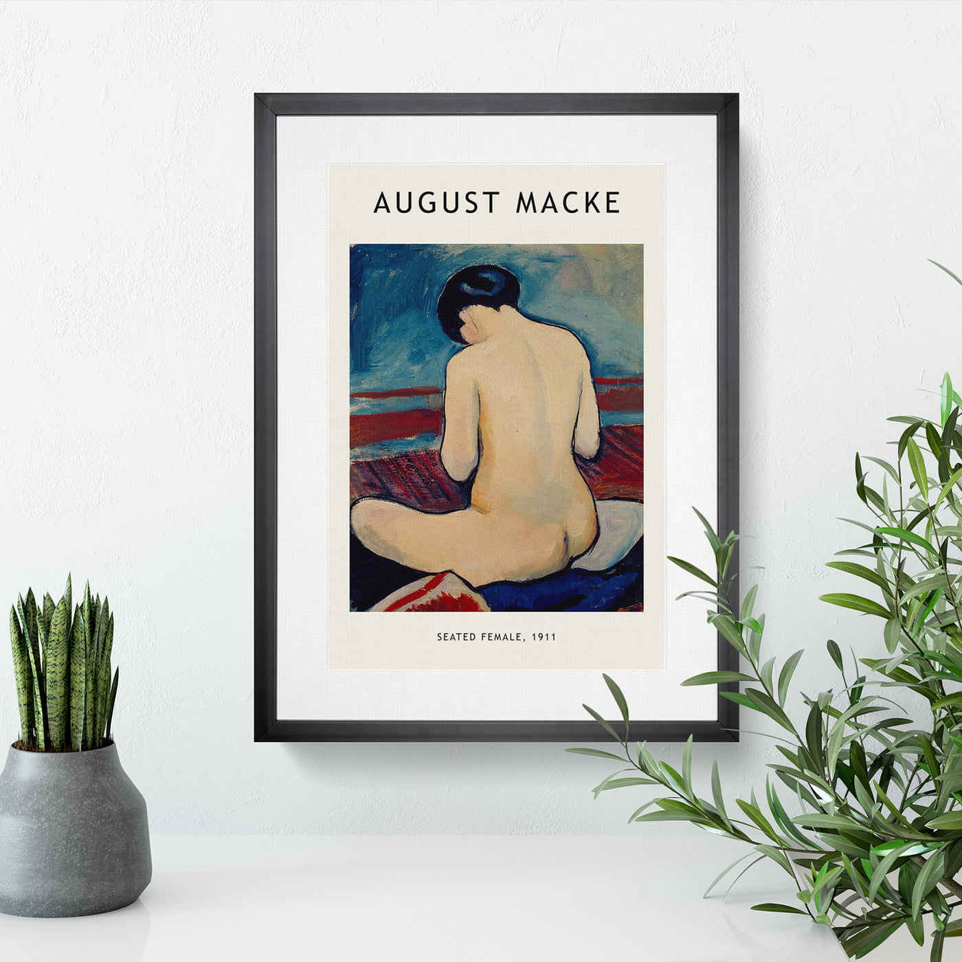 Sitting Nude Print By August Macke