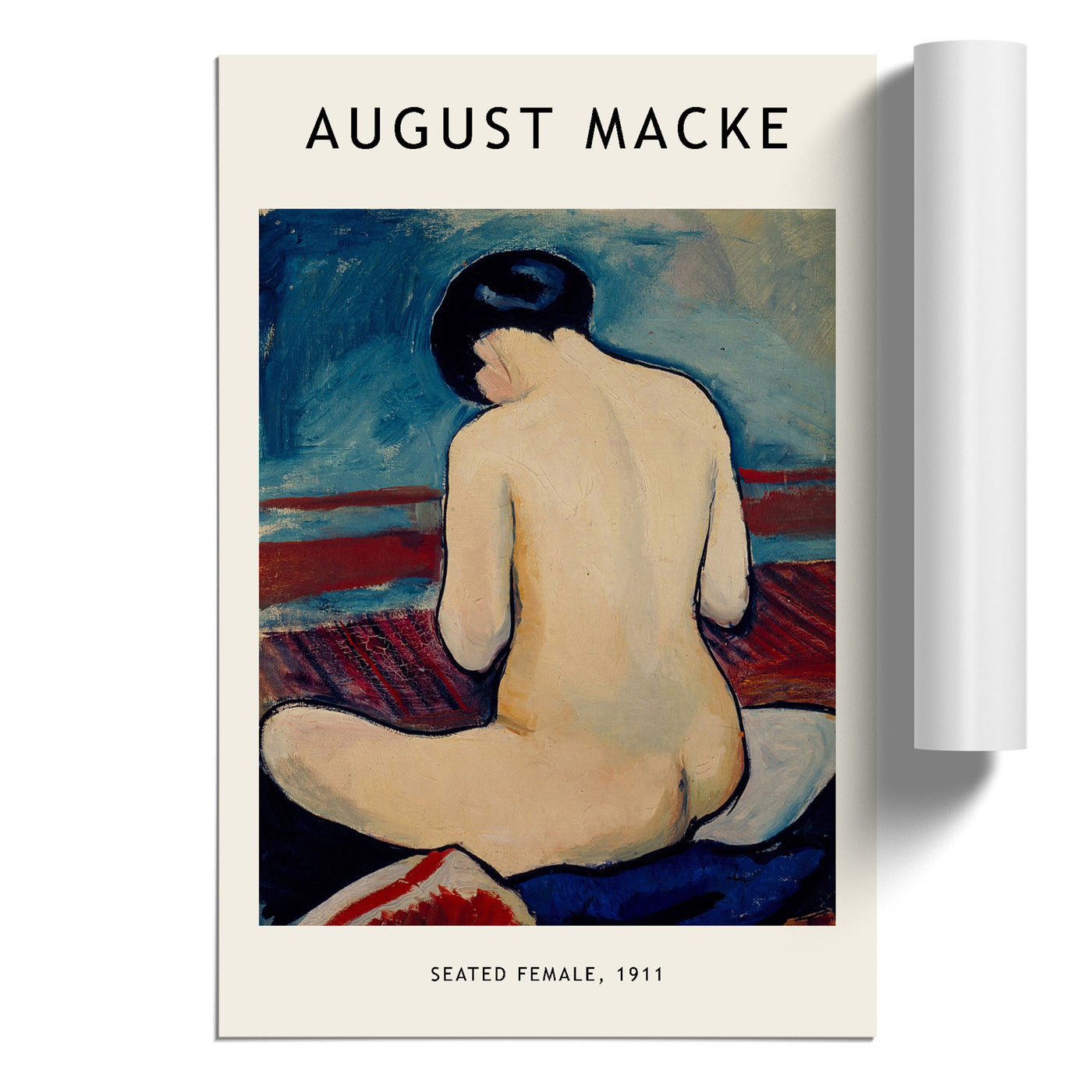 Sitting Nude Print By August Macke