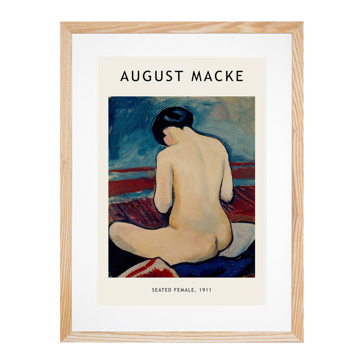 Sitting Nude Print By August Macke