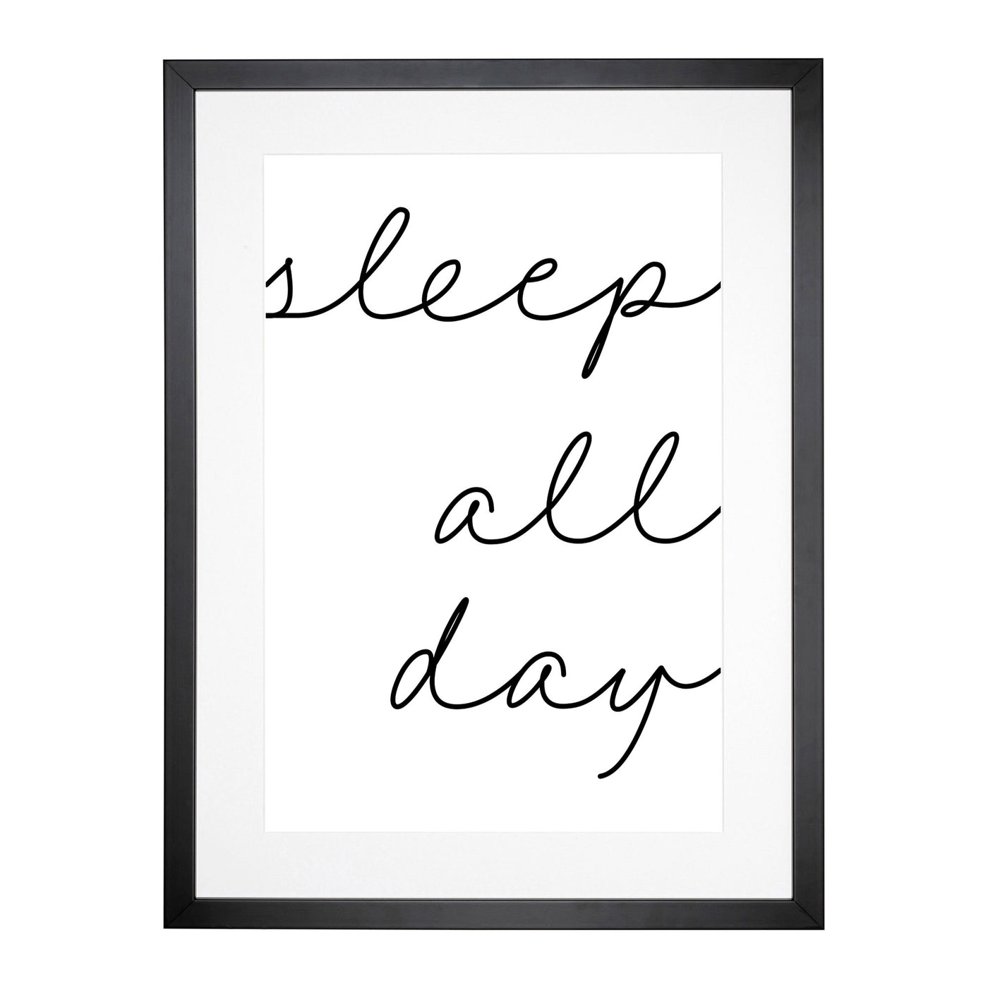 Sleep All Day Typography Framed Print Main Image