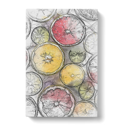 Sliced Citrus Fruits In Abstract Canvas Print Main Image