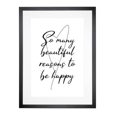 So Many Beautiful Reasons To Be Happy Typography Framed Print Main Image